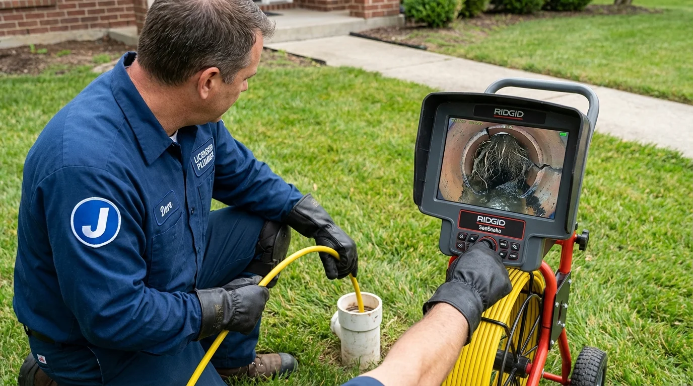 Sewer camera inspection being performed by Johns Plumbing LLC in Ramsey