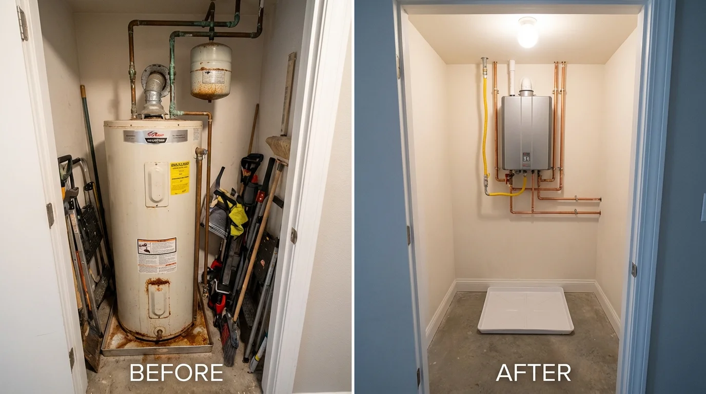 Tank water heater versus wall-mounted tankless unit comparison for Ramsey, IL homeowners
